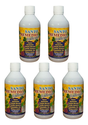 5 Jarabes Santo Remedio Reforzado 220ml Natural Herbolario