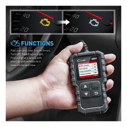 // Escáner Automotriz Lazhu Cr3001 Obdii/eobd+can