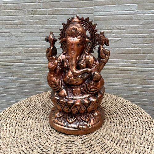 Estatuilla De Ganesha 30cm D Alto Bañada En Bronce Importada