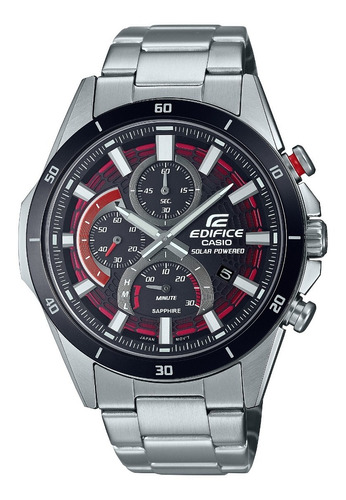 Reloj Casio Edifice Efs-s610db-1a Zafiro Solar Plateado Rojo