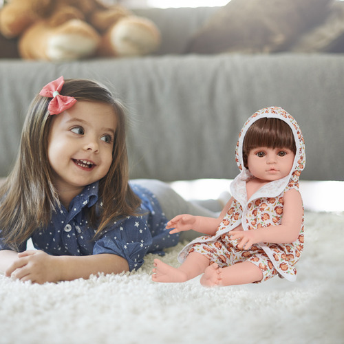 Bebê Reborn Masculino Realista Cabelo Castanho Com Pelúcia