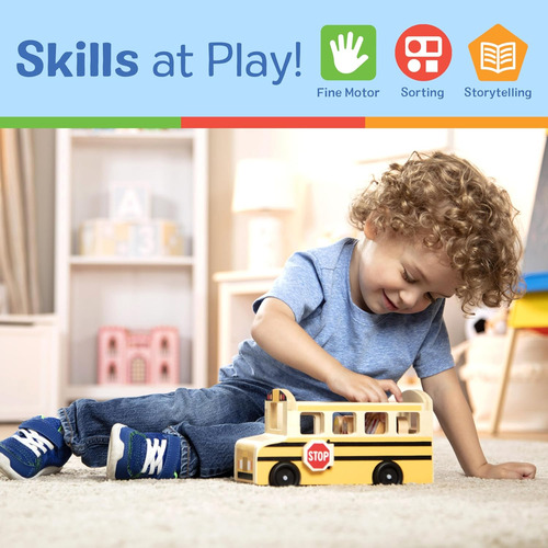 Melissa & Doug Autobús Escolar Juego De Juguetes De Madera C