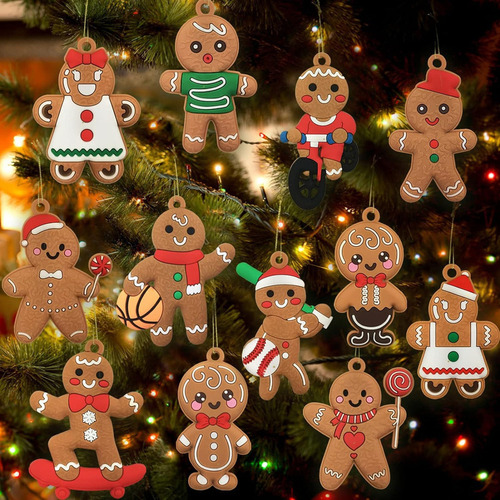 12 Adornos Para Árbol De Navidad, Gingerbread Man