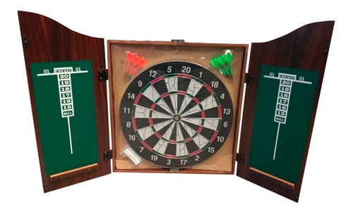 Juego Dardos Reversible Profesional 43cm En Caja De Madera 