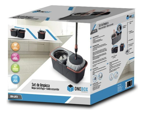 Set De Limpieza Mopa Centrífuga + Balde Onebox Ob-lbt2