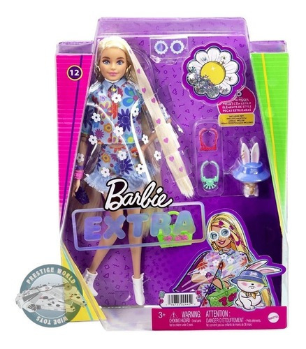 Barbie Extra Doll #12 In Floral & Pet Bunny - Mattel