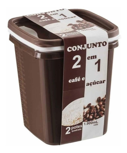 Conjunto Com 2 Potes Quadrado 1900ml 