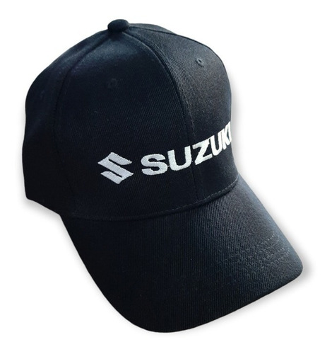 Gorra Suzuki Bordada Premium Gabardina Negra