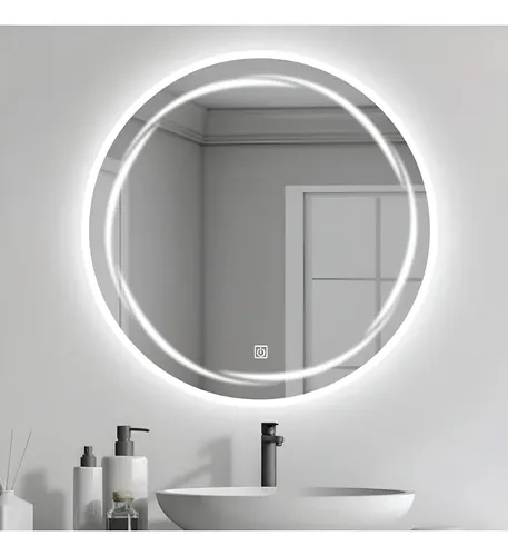 Espejo Luz Led De Pared Tocador Baño Touch Cambio 3 Luces Redondo Espiral