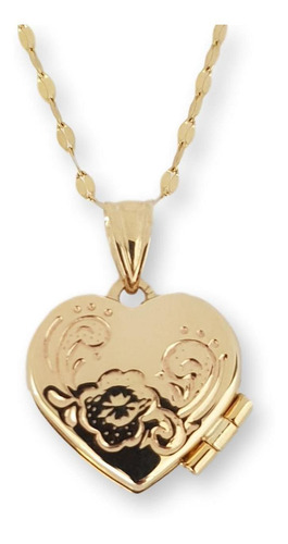 Cadena Con Dije De Corazón Relicario Oro Sólido 10k