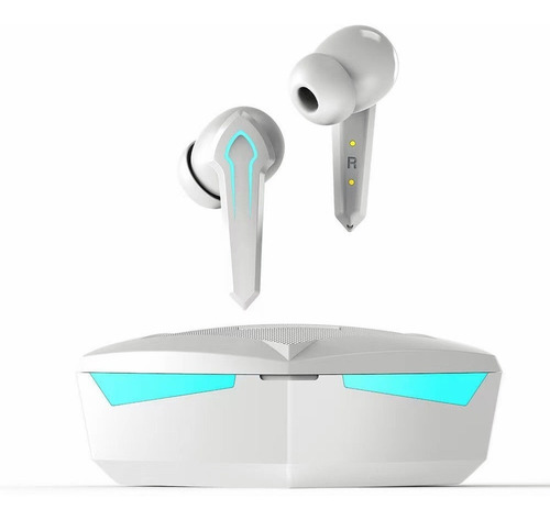 Audífono in-ear gamer inalámbrico P30 blanco con luz LED