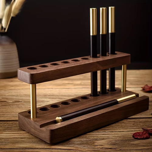 Organizador De Escritorio Multifuncional De Madera De Nogal
