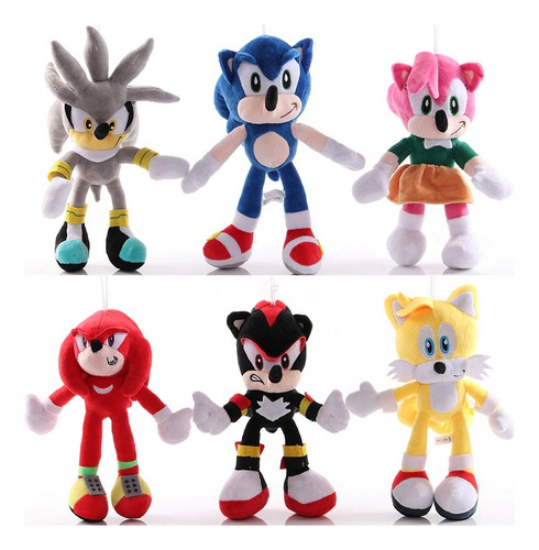 Juguetes Pack 6 Peluches De Sonic Y Sus Amigos 28 Cm Oferta