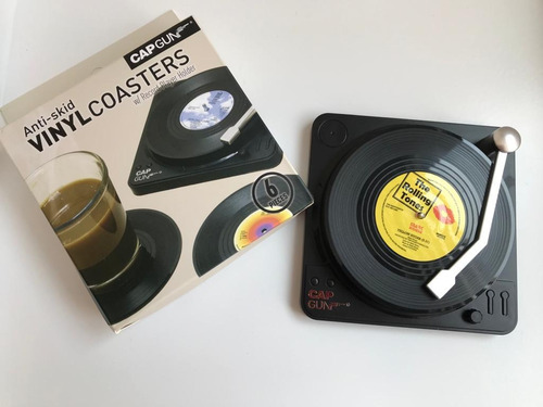 Porta Vasos Y Base Estilo Tocadiscos Retro Vintage Musica Tocadiscos Negro