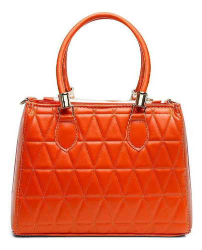 Bolsa Handbag Feminina Alça Transversal Matelassê Elegante Cor Laranja