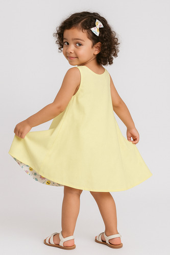 Vestido Infantil Dupla Face 2 Em 1 Com Lacinho