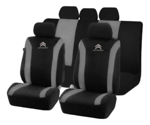 Funda Cubreasiento Tela Negro Gris Bordado Logo Citroen