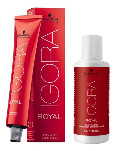 Coloração Igora Royal Louro Escuro Cinza 6-1 + Ox 20 Vol.