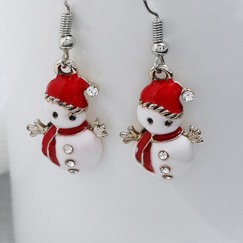 Pendientes Navideños Mujer Niñas Monigote De Nieve