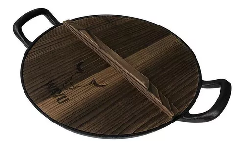 Wok de hierro Wayu De 32 cm con tapa de madera, oferta LOi Chile.