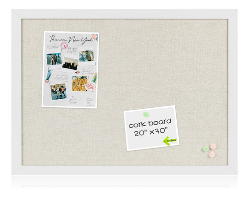 Tablero De Corcho Blanco Board2by Con Respaldo De Lino, Marc