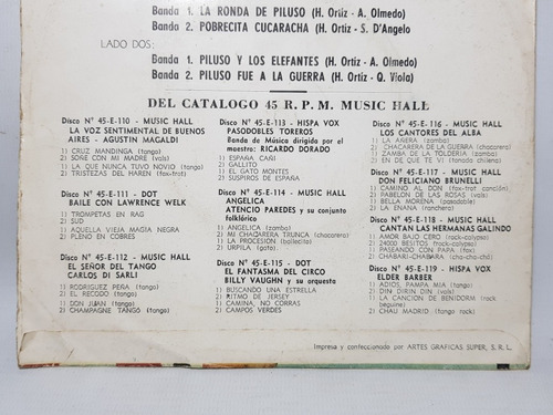 Imagen 10 de 10 de Capitán Piluso Disco Simple Olmedo Organito Sobre Mag 57695
