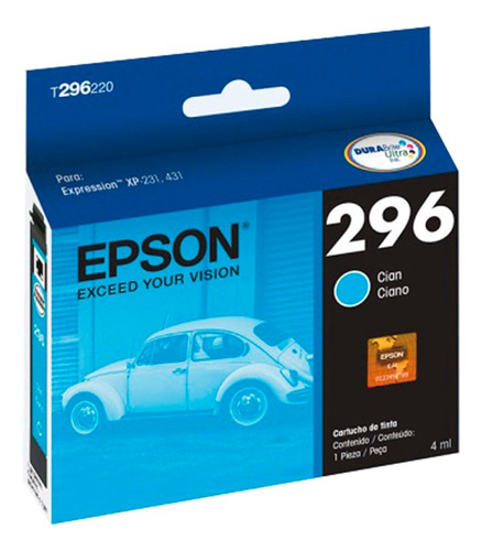 Cartucho De Tinta Epson T296 Cian Xp-231 241 431