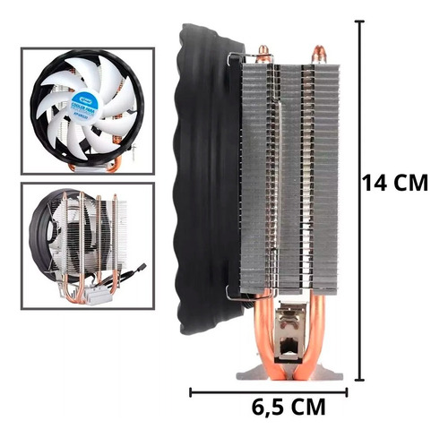 Cooler Processador Rgb Intel 1150 1151 1155 1200 Amd Am4 Am5