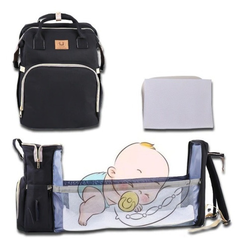 Imagen 1 de 9 de Bolso Mochila Maternal Bebe Impermeable Extensible Cambiador