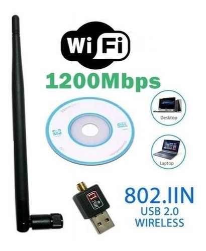 Imagen 5 de 9 de Antena Wifi Adaptador Usb 2.0 Wifi 802.11n Placa Red Wi Fi