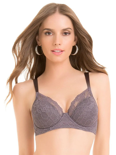 Bra Ilusion Lenceria Encaje Gris Sexy Demi Acero | Envío gratis