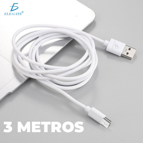 Cable Usb A Micro Usb 3 Metros, Carga Rápida Datos Elegate