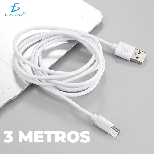 Cable Usb A V8 De 3 Metros, Carga Rápida Y Datos 