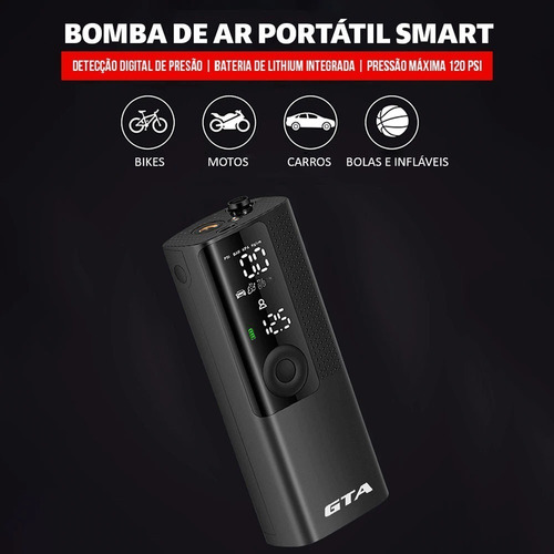 Imagem 2 de 7 de Bomba De Ar Portátil Elétrica Gta Mini Compressor Mi Xiaomi