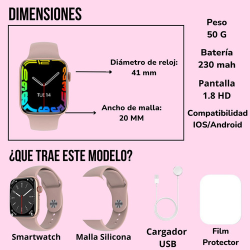 Reloj Inteligente Mujer Cuadrado Dt8 Mini Elegante Hermoso Rosa Mesh Dt8 Mini Rosa Film Rose Gold