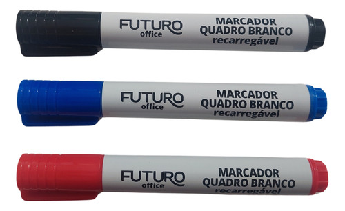 Kit 3 Marcador Caneta Quadro Branco Recarregável 3 Cores