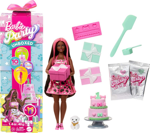 Barbie Party Unboxed Fiesta De Mascotas Fiesta Con Brillitos Series Muñeca Y Accesorios