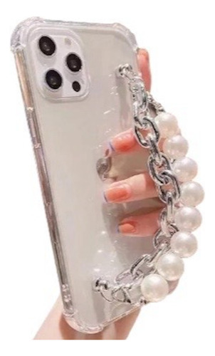 Funda compatible iPhone 13 Pro Max Con Soporte-cadena/perlas