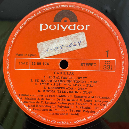 Disco Vinilo De Época Cadillac, Pensando En Ti (Usado)