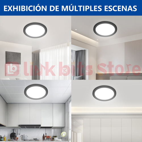 Lampara Spot Ajustable Con 3 Tonos Luz Marco Negro 20pzs 18w