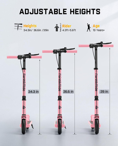 Patinete Eléctrico Ajustable Y Plegable Para Niños Rosado