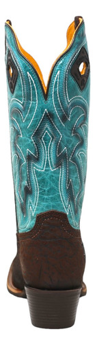 Bota Vaquera Nh Cuello De Toro Rubi Verde Punta Cuadrada