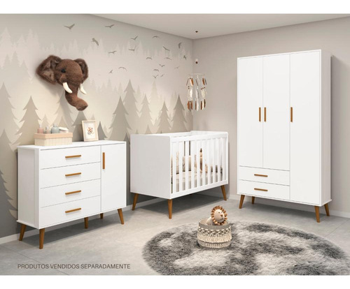 Cômoda Sapateira Infantil 4 Gavetas 1 Porta Isis Branco