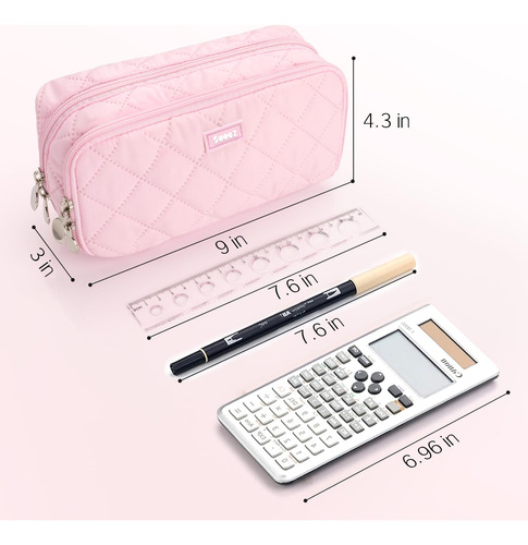 Lapicera Estuche Extra Grande Para Lapices 8 Compartimentos Pink Sza0318-1001b