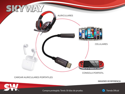 Cable Adaptador Tipo C A Mini Plug Aux Hembra 3.5mm Skyway