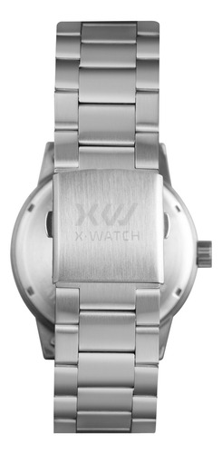 Relógio X-watch Masculino Xteel Esportivo Xmss1062 B2sx Correia Prateado Bisel Preto Fundo Branco