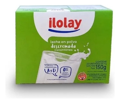 Leche En Polvo Sobres Descremada Ilolay X 30u 5g Sin Tacc