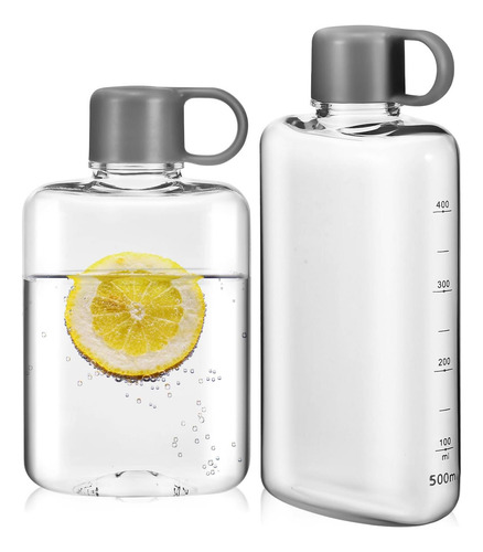 Kisangel 2 Botellas De Agua Planas, Delgadas, Reutilizables,