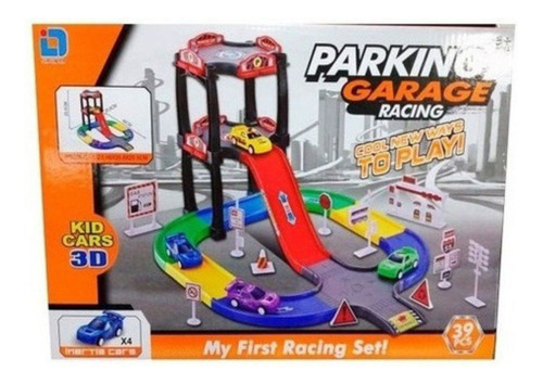 Pista Autopista Garage Racing 2 Niveles 4 Autos Juguete Niño