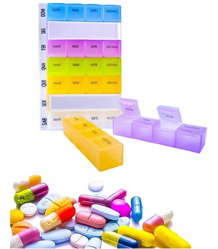 Porta Comprimidos Medicamento Semanal Destacável Plástico